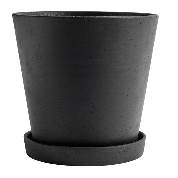 Hay Flowerpot Ruukku Ja Aluslautanen Musta Xxl