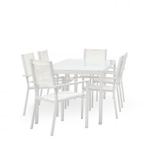 Koodi Frappe Ruokaryhmä 6:Lle: Pöytä Ja 6 Tuolia Valkoinen