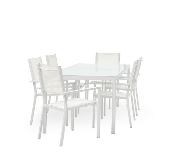 Koodi Frappe Ruokaryhmä 6:Lle: Pöytä Ja 6 Tuolia Valkoinen